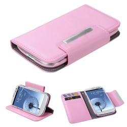 Case Flip Cover Leather Galaxy S3 Pink Clasps Metalic